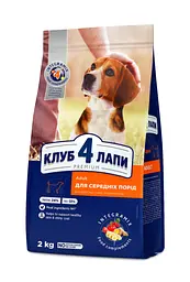 Сухий корм для дорослих собак середніх порід CLUB 4 PAWS Premium Adult Medium Breeds з куркою, 2 кг