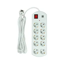 Мережевий фільтр живлення PowerPlant 5м, 10 розеток, USB, євро, 100% мідь (YS-N6065/5) (EX610556) - мініатюра 2
