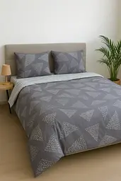 Комплект постільної білизни Ecotton Євро 210х220 см сатин Трикутна абстракція 21203 фіолетовий (23749) - мініатюра 2