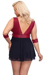 Сорочка Cottelli Collection Bondage Plus Babydoll 3XL чорний з червоним - мініатюра 2