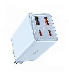 Мережевий зарядний пристрій Baseus GaN6 Pro Fast 2C+2U 65 W Cable Type-C to Type-C 1 м P10162701313-00 Блакитний