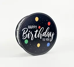Коробка чорна кругла "Happy Birthday to You"
