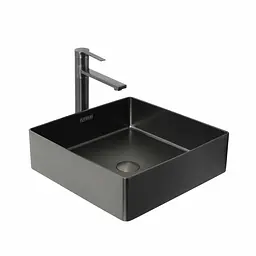 Умивальник Platinum Handmade PVD чорний 400x400 мм з нержавіючої сталі, Чорний - мініатюра 4