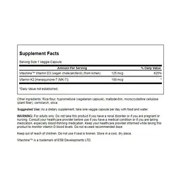 Вітамін D3 з К2, Extra Strength D3 & K2 5000 IU & 100 mcg - 60 vcaps - мініатюра 2