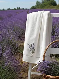 Рушник махровий Lavendier для ванної 80х160 см білий з вишивкою TC303375827
