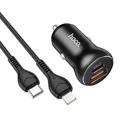 Адаптер автомобильный HOCO Type-C to Lightning Cable Smooth road car charger NZ5 30W black - мініатюра 2