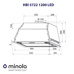 Витяжка повновбудована Minola HBI 5722 BL 1200 LED - мініатюра 10