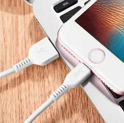 Кабель для заряджання смартфона/телефона Hoco X20 USB lighting дріт 2 м білий - мініатюра 3