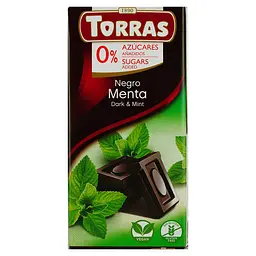 Шоколад чорний Torras з м'ятою без цукру 75 г
