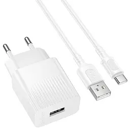 МЗП Borofone BAS71A Source 10.5W (1USB-A) + кабель USB to Type-C White - мініатюра 2