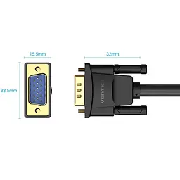 Кабель VGA 15M-15M, 10.0 м, з ферритами, чорний Vention - мініатюра 3