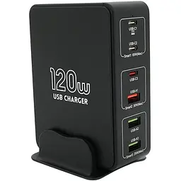 Зарядна станція V-818H потужністю 120W, Output: 3USB+3Type-C, DC: 5V/3, 9V/3A, 12V/3A, 20V/3.25A, Black