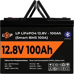 Акумулятор LogicPower LiFePO4 Smart BT 12V 12.8V/100Ah/1280Wh Smart BMS 100А [20197] [109698] - мініатюра 4