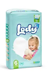 Підгузки дитячі Lody Baby Air XL 6 (16+ кг) Mega 74 шт. для дорослих малюків
