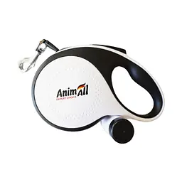 Повідець-рулетка AnimAll з диспенсером для собак вагою до 50 кг 5 м біла