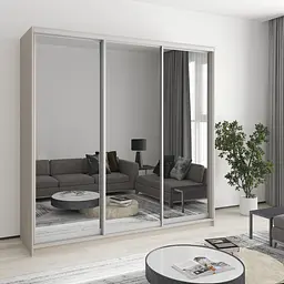 Шафа-купе тридверна MebelStar Стандарт AL 3 Дзеркала 210x60x240 см Кашемір (MBS-1600)