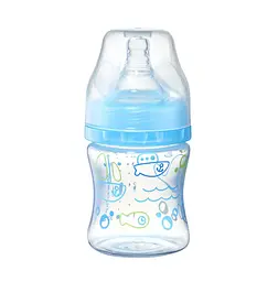 Пляшка антиколікова з широким отвором Блакитний 120 мл. 0+ Babyono