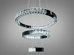 Підвісна LED люстра Diasha 7968/600+400+200BHR хром із трьома кришталевими кільцями та пультом - мініатюра 4