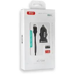 Автомобільний зарядний пристрій XO TZ08 2.1A/2 USB Lightning Cable Black - мініатюра 2
