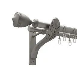 Карниз Orvit Афіна металевий дворядний ретро гладка труба кільце металеве Сатин 25\19 мм 200 см (00-00011260)