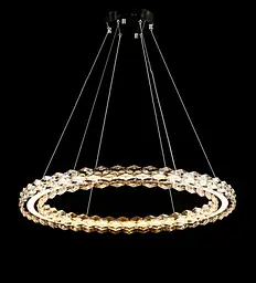 Велика підвісна світлодіодна хромована люстра Splendid Ray L33152/700/1 LED (CR) з кришталевим кільцем 70 см - мініатюра 3