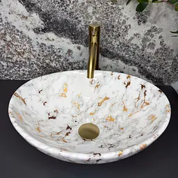 Умивальник VBI Parma S накладний 36x27 см marble white glossy VBI-011031 - мініатюра 3