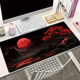 Ігровий килимок для миші та клавіатури "Red Moon" / 30×70 см / Red - мініатюра 2
