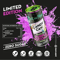 Газований напій Candy Can Rick and Morty Purple Potion Sugar Free зі смаком винограду 330 мл - мініатюра 3