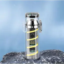 Електроімпульсна чорна запальничка з ліхтариком і компасом дугова usb запальничка - мініатюра 2