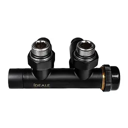 Комплект дизайн кранів з термоголовкою Ideale Duo 1/2”x1/2” чорний - мініатюра 3