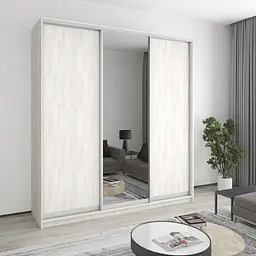 Шафа-купе тридверна MebelStar Комбо AL 2ДСП/Дзеркало 220x60x240 см Аляска сірий (MBS-2164)