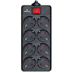 Мережевий фільтр живлення REAL-EL REAL-EL RS-8 PROTECT, 1.8m, black (EL122300021)