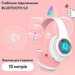 Бездротові навушники з котячими вушками Рожеві - мініатюра 6