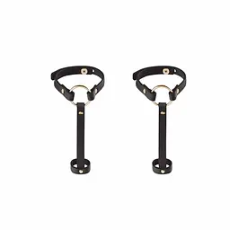 Пара браслетів Bijoux Indiscrets MAZE Hand Bracelet Harness Black на зап'ястя та палець з екошкіри (чорний)