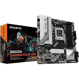 Материнська плата AM5 Gigabyte B650 GAMING PLUS WIFI, B650, 4xDDR5, Int.Video (CPU), 4xSATA3, 2xM.2, 1xPCI-E 4.0x16, 1xPCI-E 3.0x1, Realtek 7. Bluetooth 5.3, 7xUSB 3.2/6xUSB 2.0, HDMI/2xDP, MicroATX