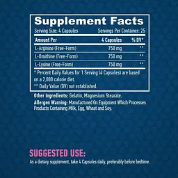 Амінокислоти Аргінін, Орнітин, Лізин Haya Labs L-Arginine L-Ornithine L-Lysine 100 капсул - мініатюра 3
