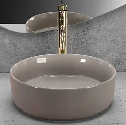 Умивальник Rea Sami накладний Ø36 см beige shiny REA-U6382 - мініатюра 3