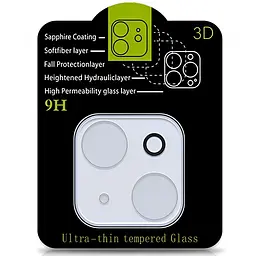 Захисне скло на камеру Full Block (тех.пак) для Apple iPhone 14 (6.1) / 14 Plus (6.7) Прозорий
