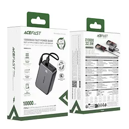 Зовнішній акумулятор ACEFAST M28-10000 22.5W fast charging power bank with cable Black (6974316285984) - мініатюра 2