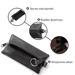 Містка ключниця з натуральної шкіри Shvigel 15203 чорний - мініатюра 4