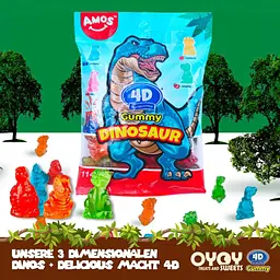 Жувальні цукерки Amos 4D Gummy Dinosaur 198г - мініатюра 6