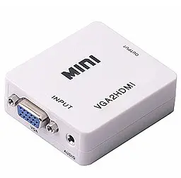 Конвертер адаптер з VGA в HDMI перехідник перетворювач 1080P відео та аудіо UKC білий