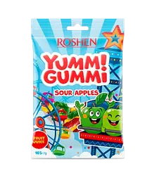 Упаковка желейних цукерок Roshen Yummi Gummi Sour apples 165 г х 10 шт