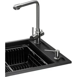 Мийка кухонна GRANADO Optimal Estella black (+ змішувач Badalona LUX inox + дозатор Redondo inox + коши (ksg0201) - мініатюра 3