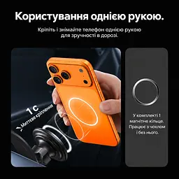 Магнітний автомобільний тримач телефона Vention основа-присоска для панелі приладів або лобового скла утримання до 18 Н магнітне кільце в комплекті незалежне обертання головки 360° 6-осьова амортизація регульовані висота й кут кульовий шарнір кріплення/зняття однією рукою з чохлом і без нього без перекриття вентиляції силіконова накладка для захисту від подряпин сірий та чорний (KSQH0) - мініатюра 7