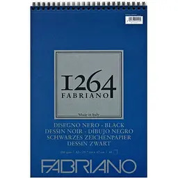 Альбом для рисунку Fabriano на спіралі 1264 А3 (29.7х42 см) 200г/м2 40л чорний папір