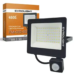 Прожектор світлодіодний Evrolight FM-01D-50 з датчиком руху 50 W 6400 К (57051) - мініатюра 5