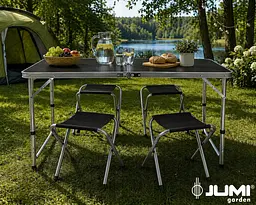 Стіл туристичний розкладний Jumi Economix з 4 стільцями чорний - мініатюра 8