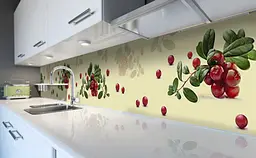 Вініловий кухонний фартух Журавлина наклейка для кухні ПВХ червоні Ягоди Бежевий 65х250 см Happy Pocket Z181683 - мініатюра 6