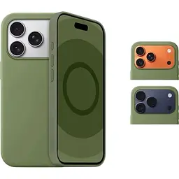 Чохол Silicone Case with Button, Animation & MagSafe для Apple iPhone 17 Pro Max Light Moss AAA [172565] - мініатюра 4